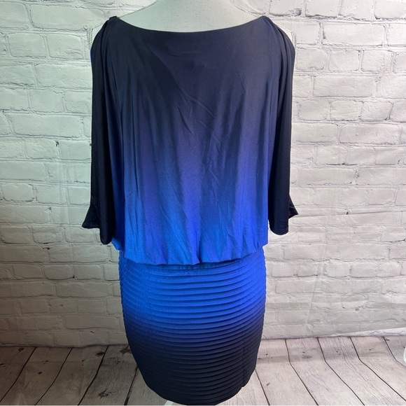 XSCAPE Off The Shoulder Blue Ombré Dress 12 - Picture 4 of 8
